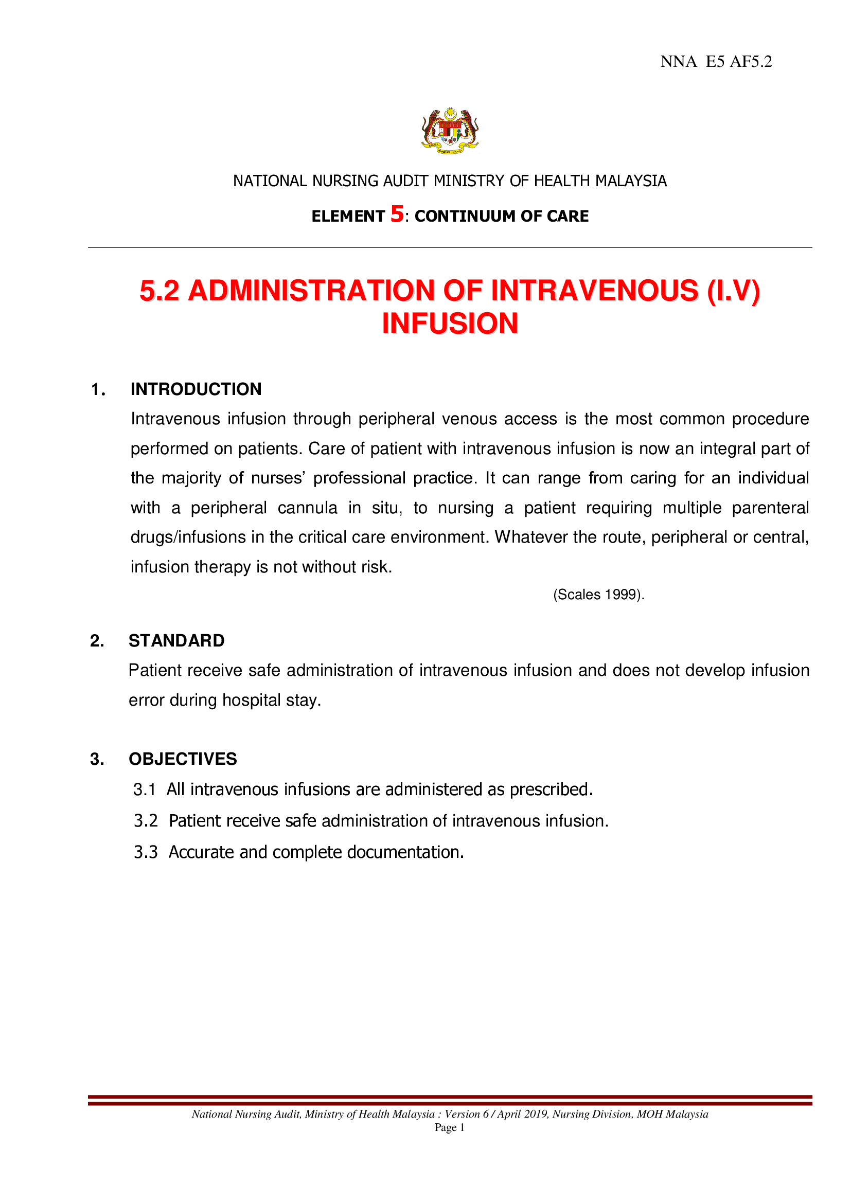 Administration of Intravenous Infusion