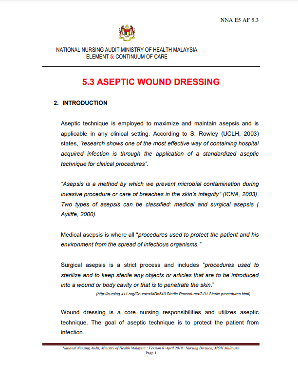 Aseptic Wound Dressing