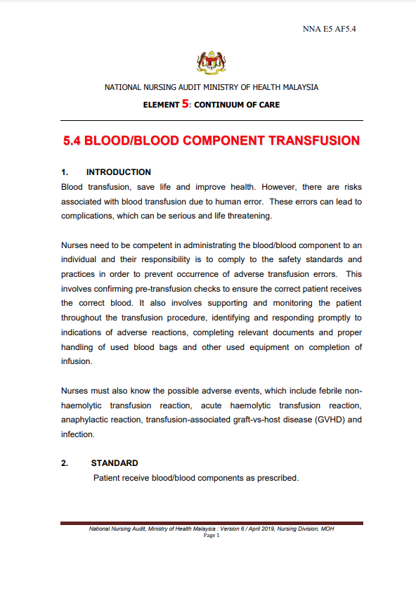  Blood/Blood Component Transfusion