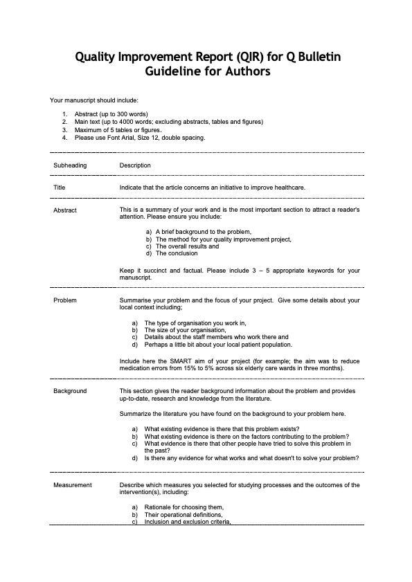 Q Bulletin Guideline